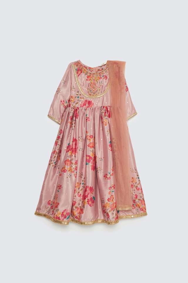 Solid-Blended-Fabric-Girls-Kurta-Set