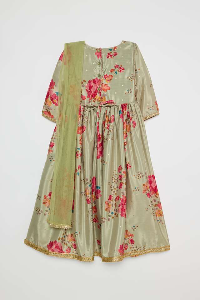 Printed-Polyester-Regular-Fit-Girls-Kurta-Dupatta-Set