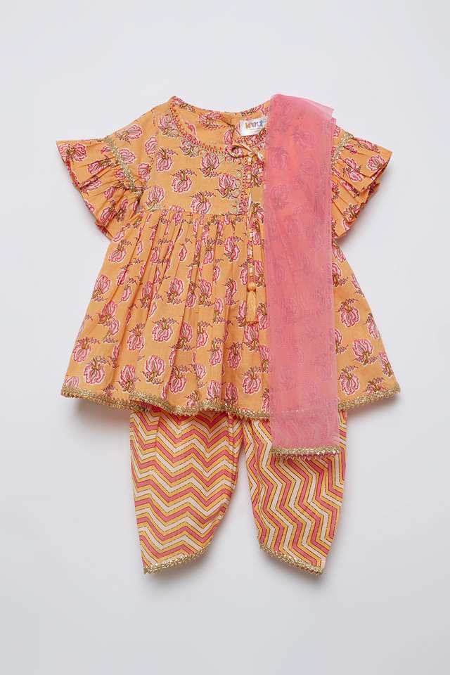Printed-Cotton-Regular-Fit-Infant-Girls-Salwar-Kurta-Dupatta