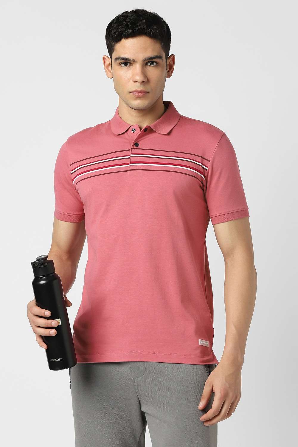 Solid-Cotton-Blend-Polo-Men-s-T-Shirt