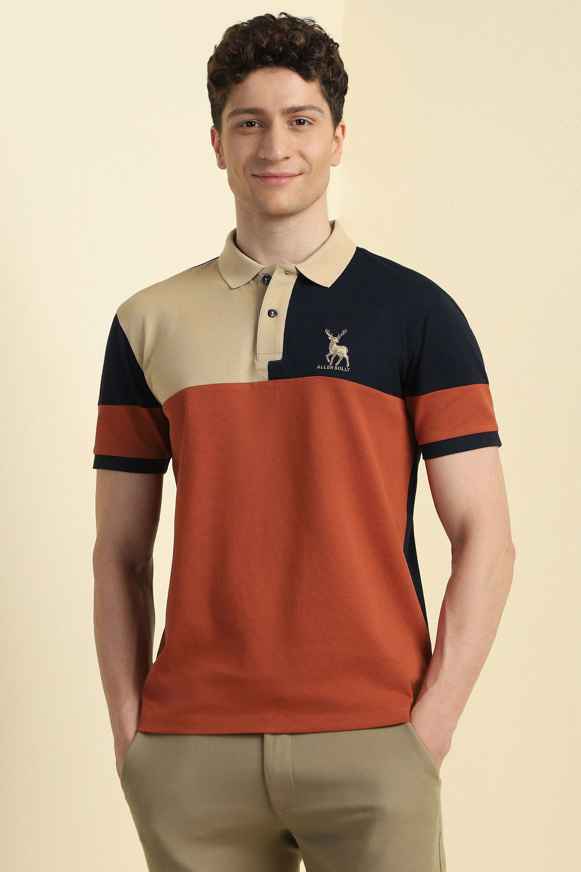 Color-Block-Cotton-Regular-Fit-Men-Polo-T-Shirt