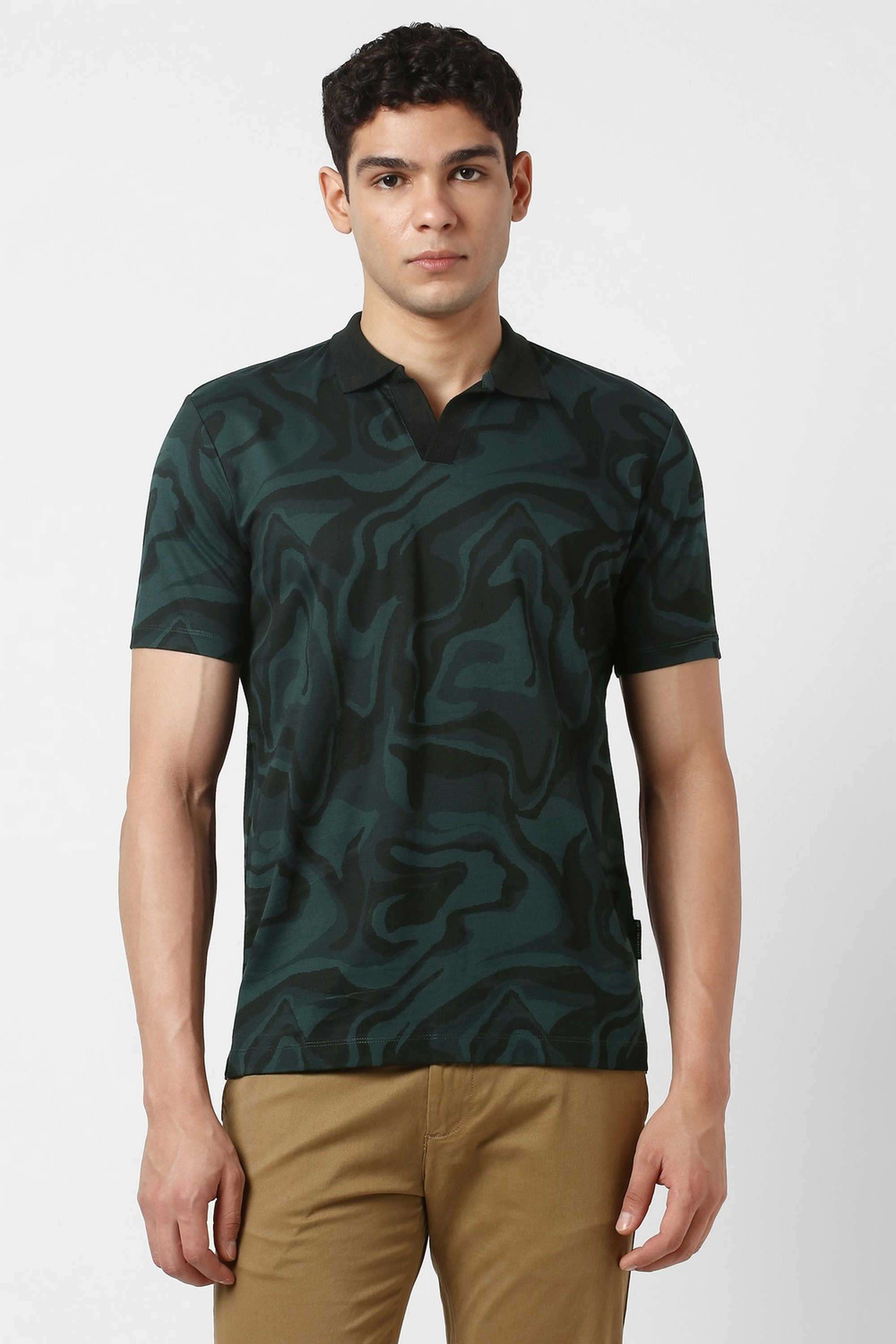 Solid-Blended-Fabric-Round-Neck-Men-s-T-Shirt