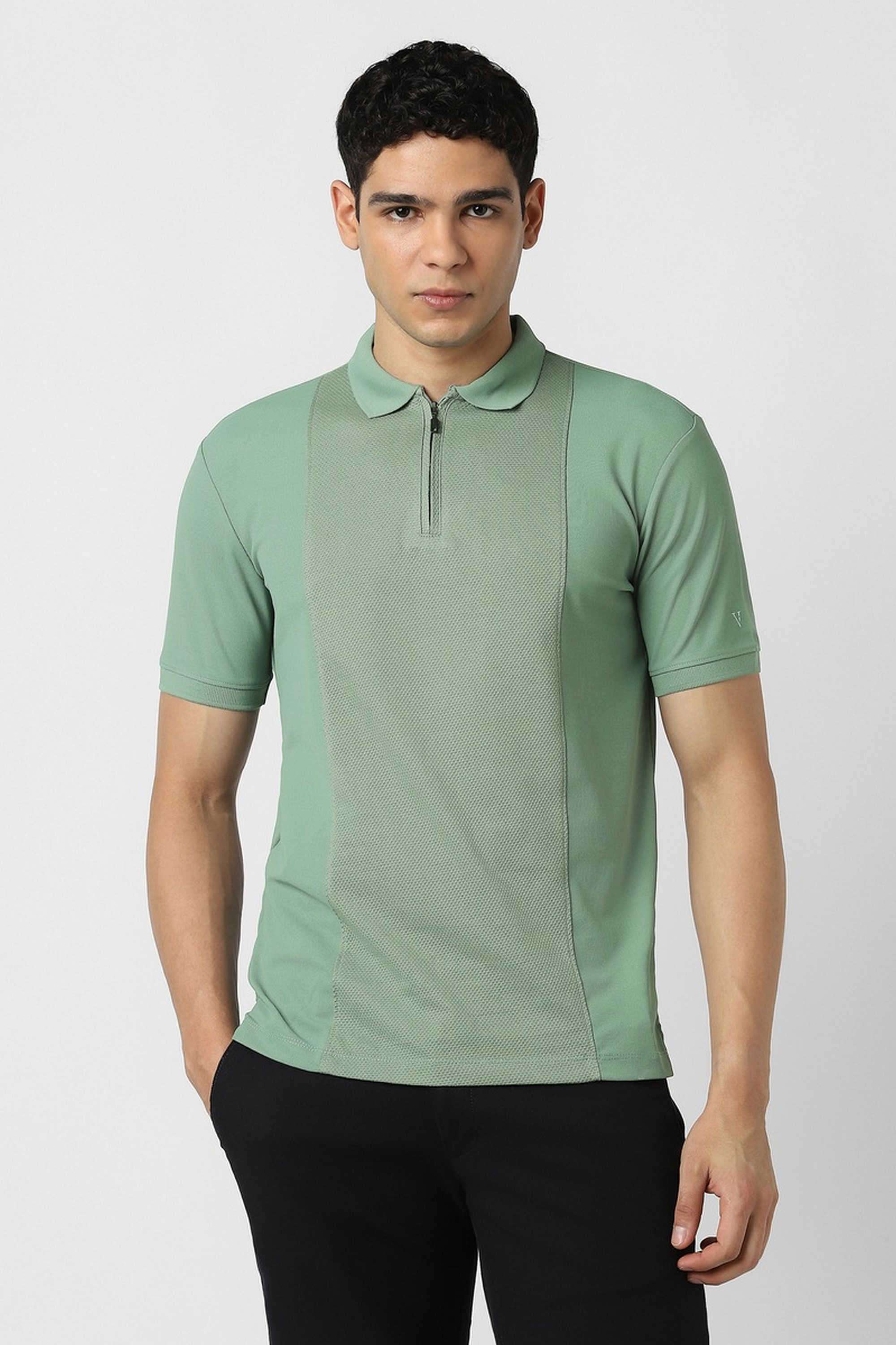 Solid-Blended-Fabric-Round-Neck-Men-s-T-Shirt