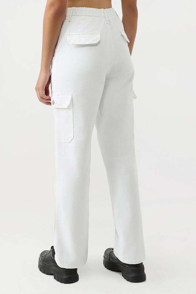 Solid-Blended-Fabric-Relaxed-Fit-Women-s-Trousers