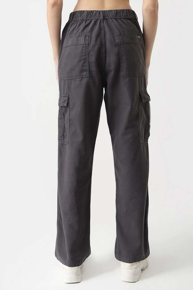 Solid-Relaxed-Fit-Blended-Fabric-Women-s-Casual-Wear-Trousers