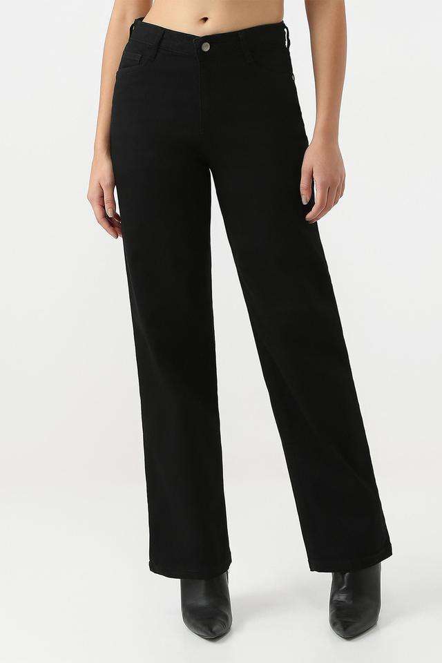 High-Rise-Blended-Fabric-Straight-Fit-Women-s-Jeans