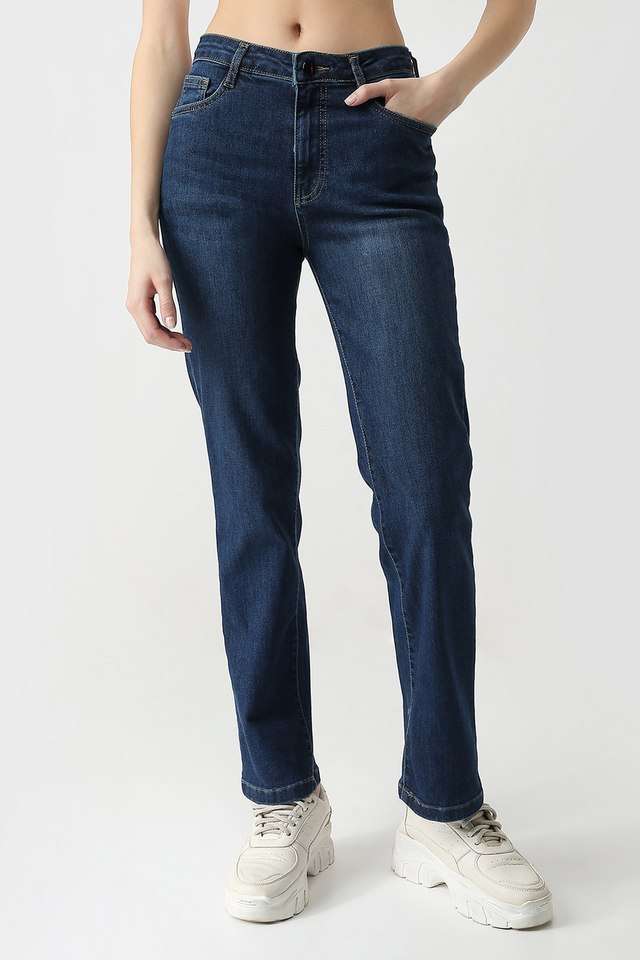 High-Rise-Blended-Fabric-Straight-Fit-Women-s-Jeans