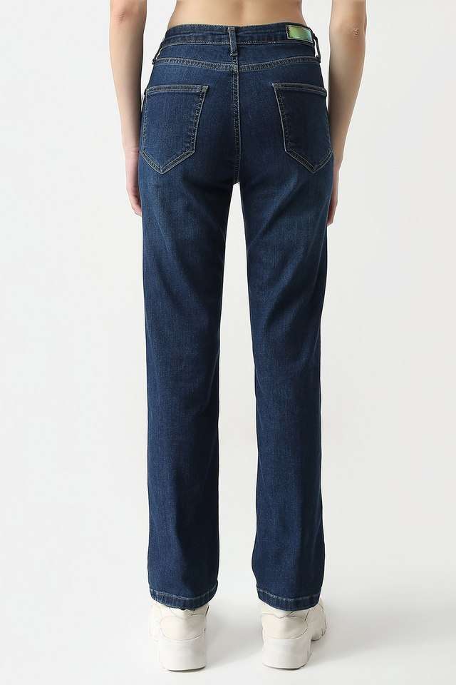 High-Rise-Blended-Fabric-Straight-Fit-Women-s-Jeans