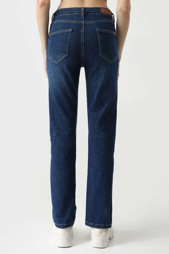 High-Rise-Blended-Fabric-Straight-Fit-Women-s-Jeans
