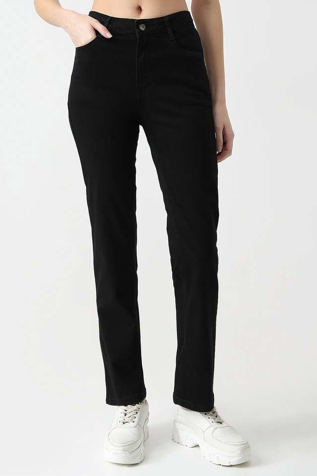 High-Rise-Blended-Fabric-Straight-Fit-Women-s-Jeans
