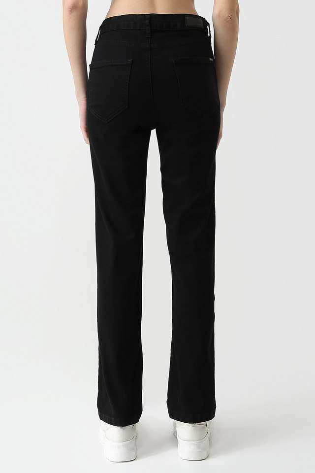 High-Rise-Blended-Fabric-Straight-Fit-Women-s-Jeans