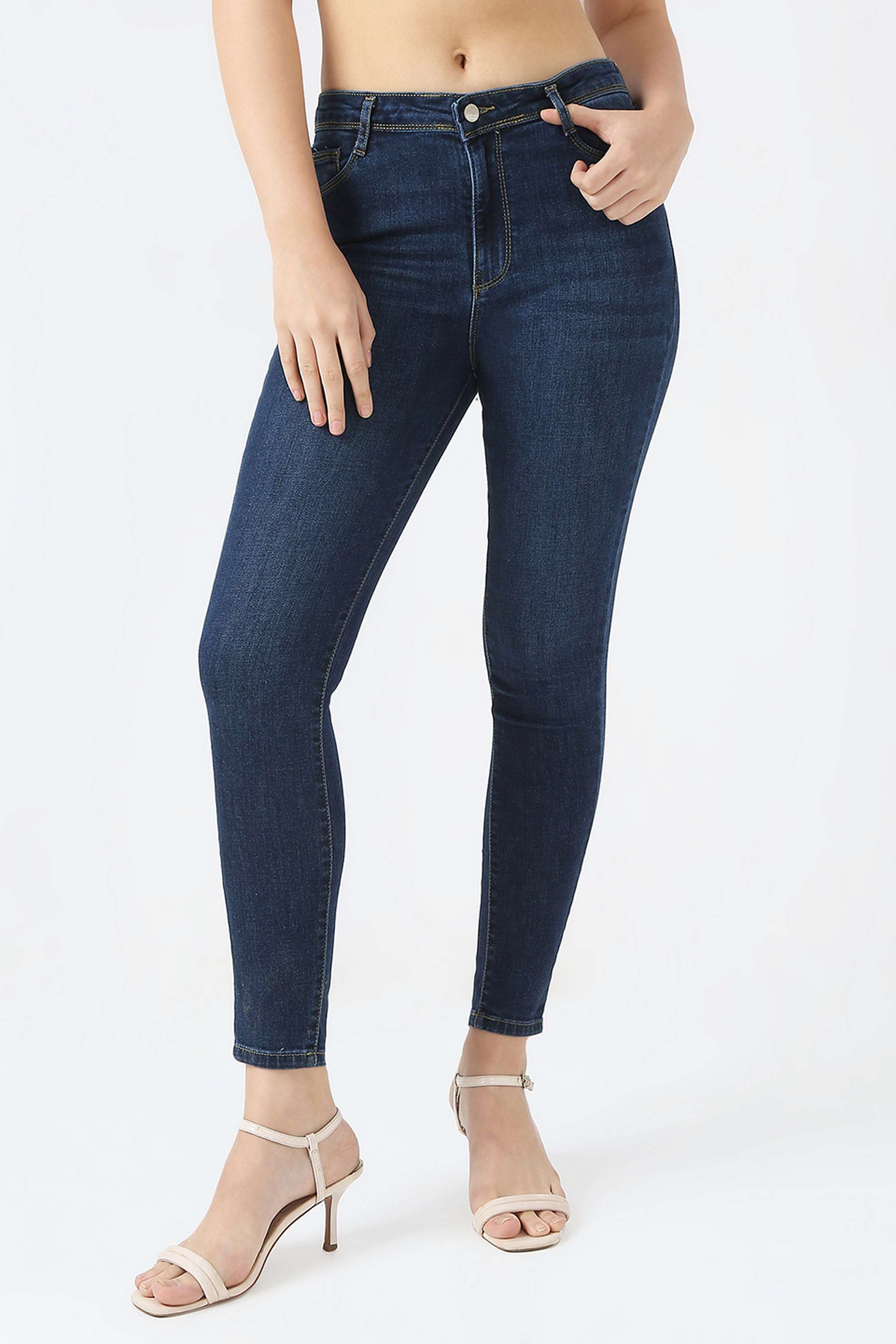 High-Rise-Blended-Fabric-Skinny-Fit-Women-s-Jeans