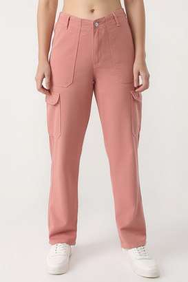 Solid-Blended-Fabric-Relaxed-Fit-Women-s-Trousers