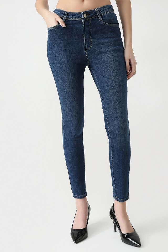 High-Rise-Blended-Fabric-Skinny-Fit-Women-s-Jeans