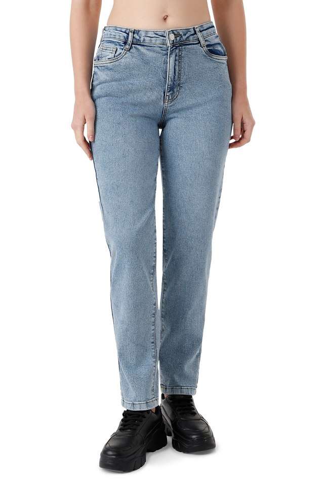 High-Rise-Blended-Fabric-Mom-Fit-Women-s-Jeans