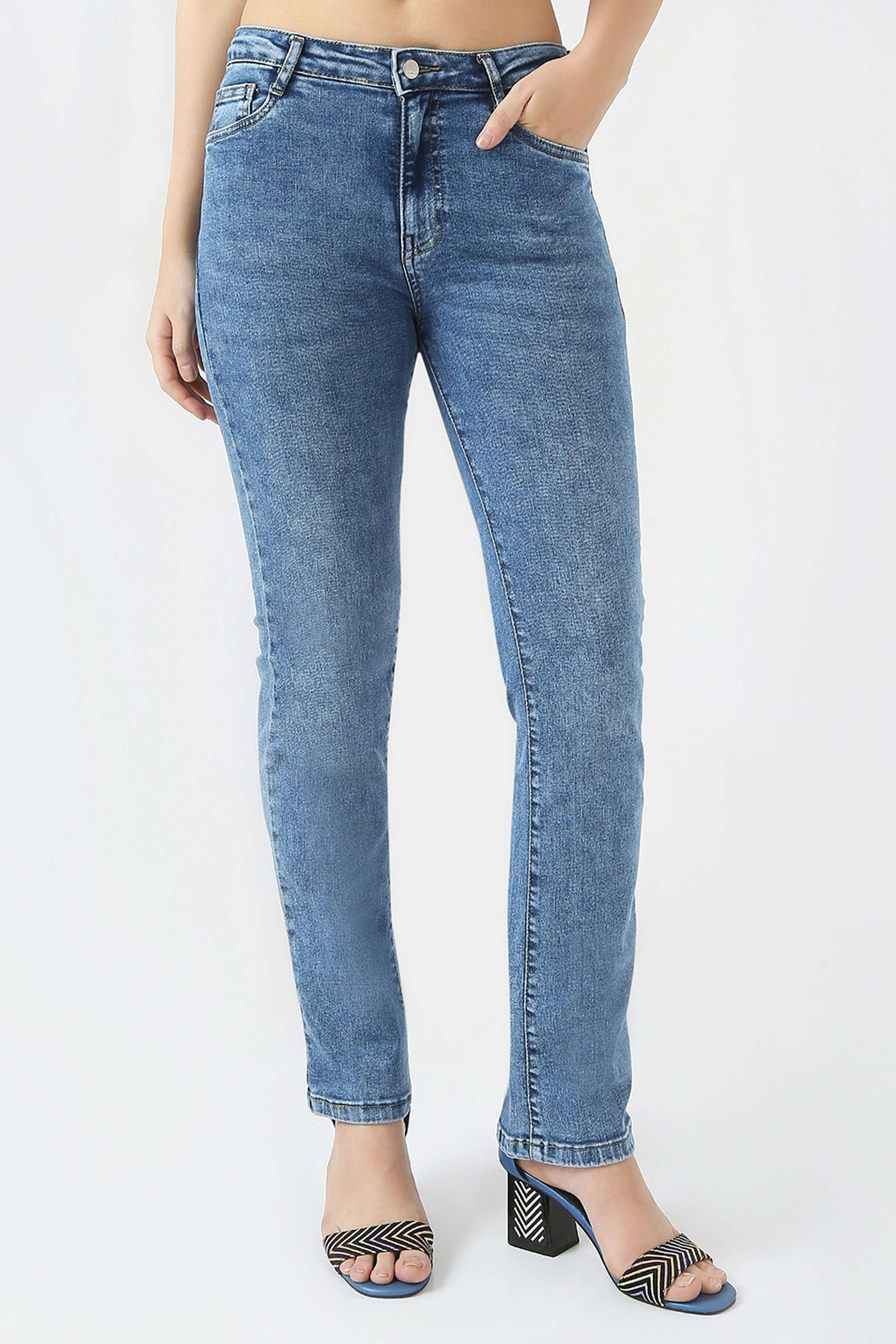 High-Rise-Blended-Fabric-Straight-Fit-Women-s-Jeans