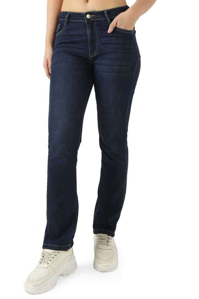 High-Rise-Blended-Fabric-Straight-Fit-Women-s-Jeans