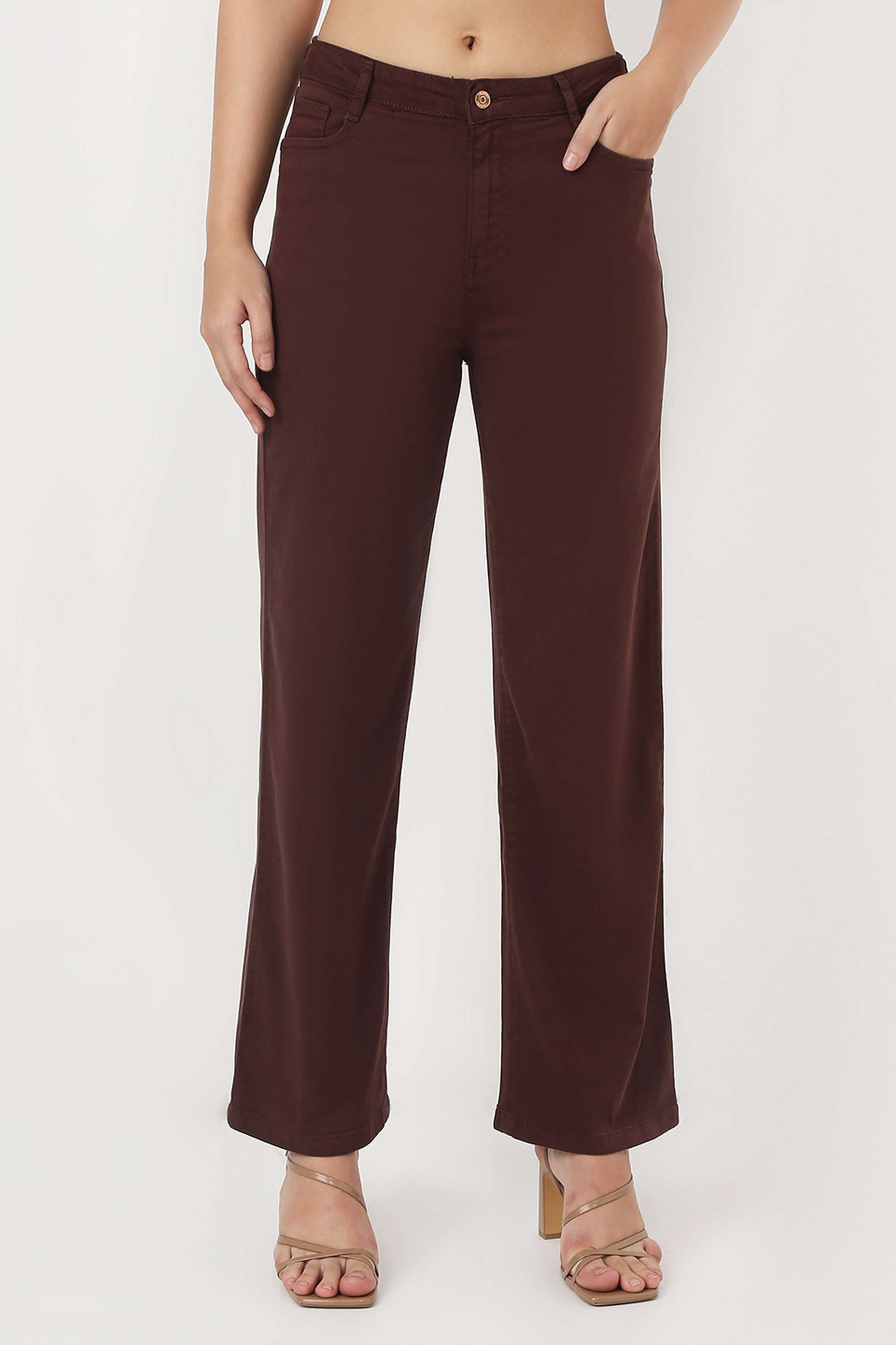 High-Rise-Blended-Fabric-Straight-Fit-Women-s-Jeans