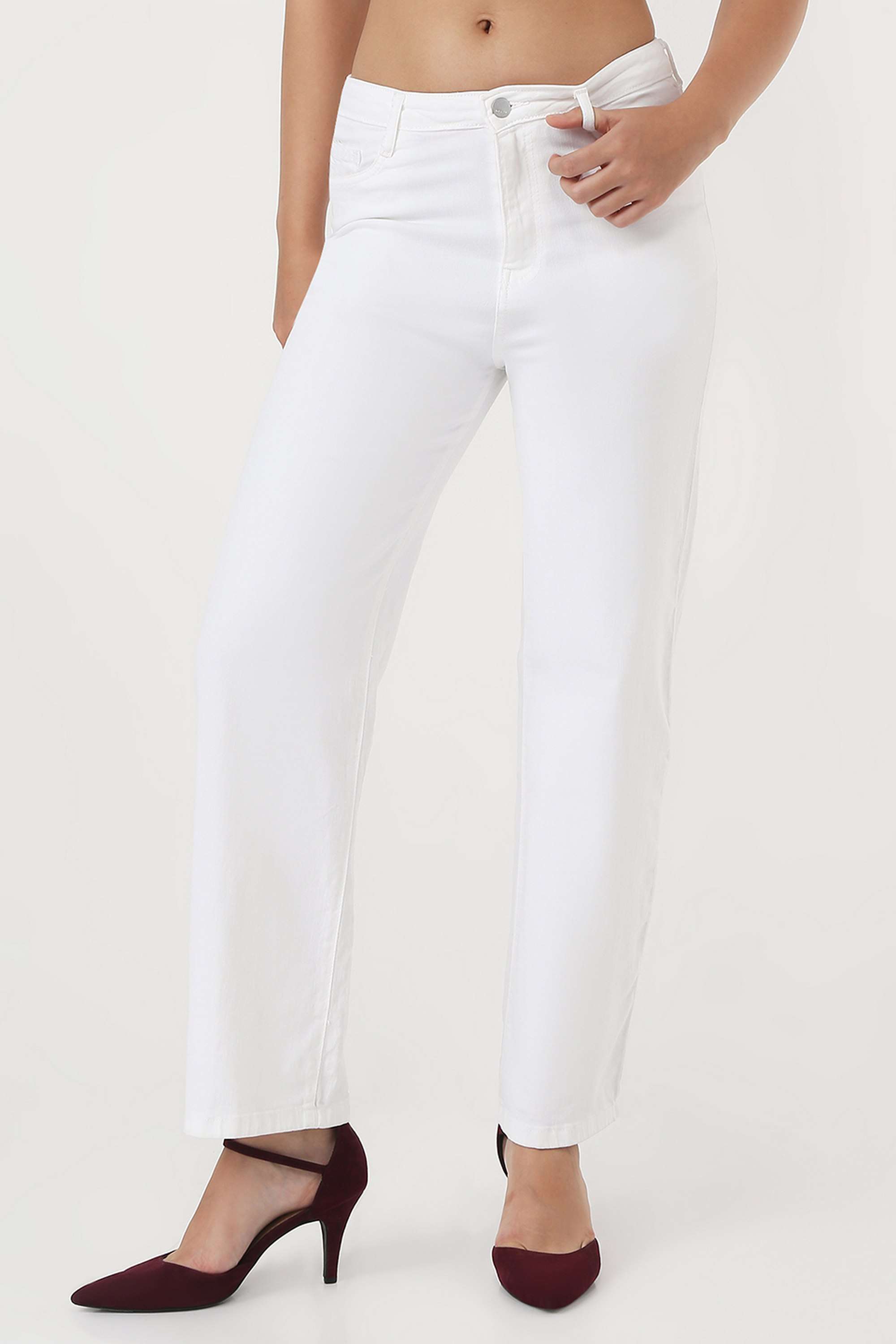 High-Rise-Blended-Fabric-Straight-Fit-Women-s-Jeans