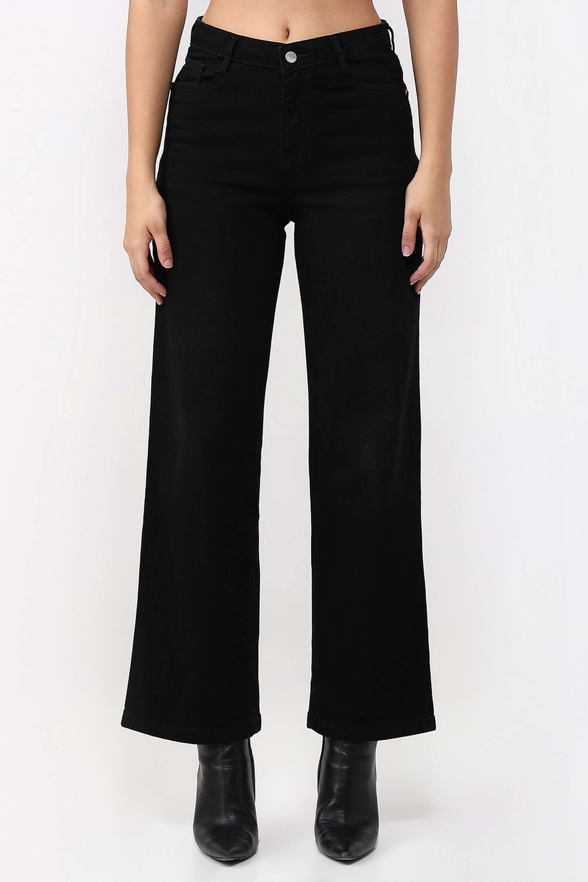 High-Rise-Blended-Fabric-Straight-Fit-Women-s-Jeans