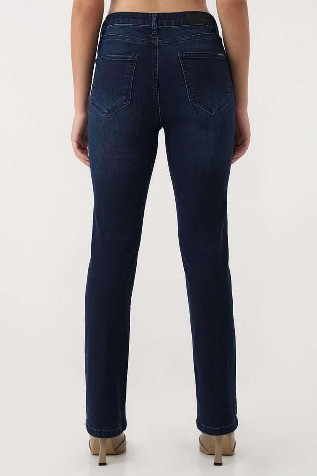 High-Rise-Blended-Fabric-Straight-Fit-Women-s-Jeans
