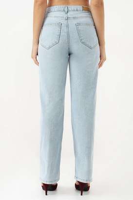 High-Rise-Blended-Fabric-Straight-Fit-Women-s-Jeans