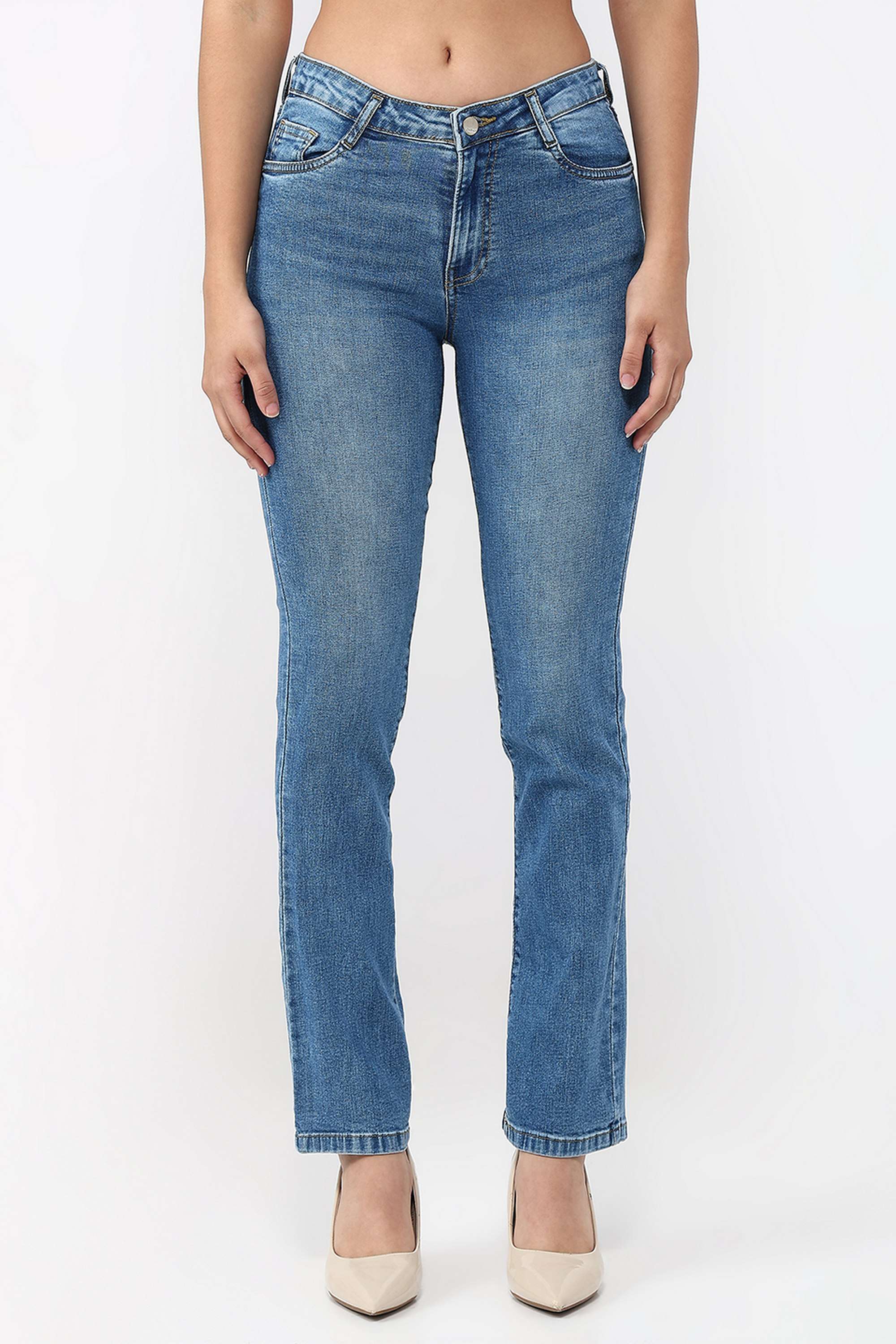 High-Rise-Blended-Fabric-Straight-Fit-Women-s-Jeans