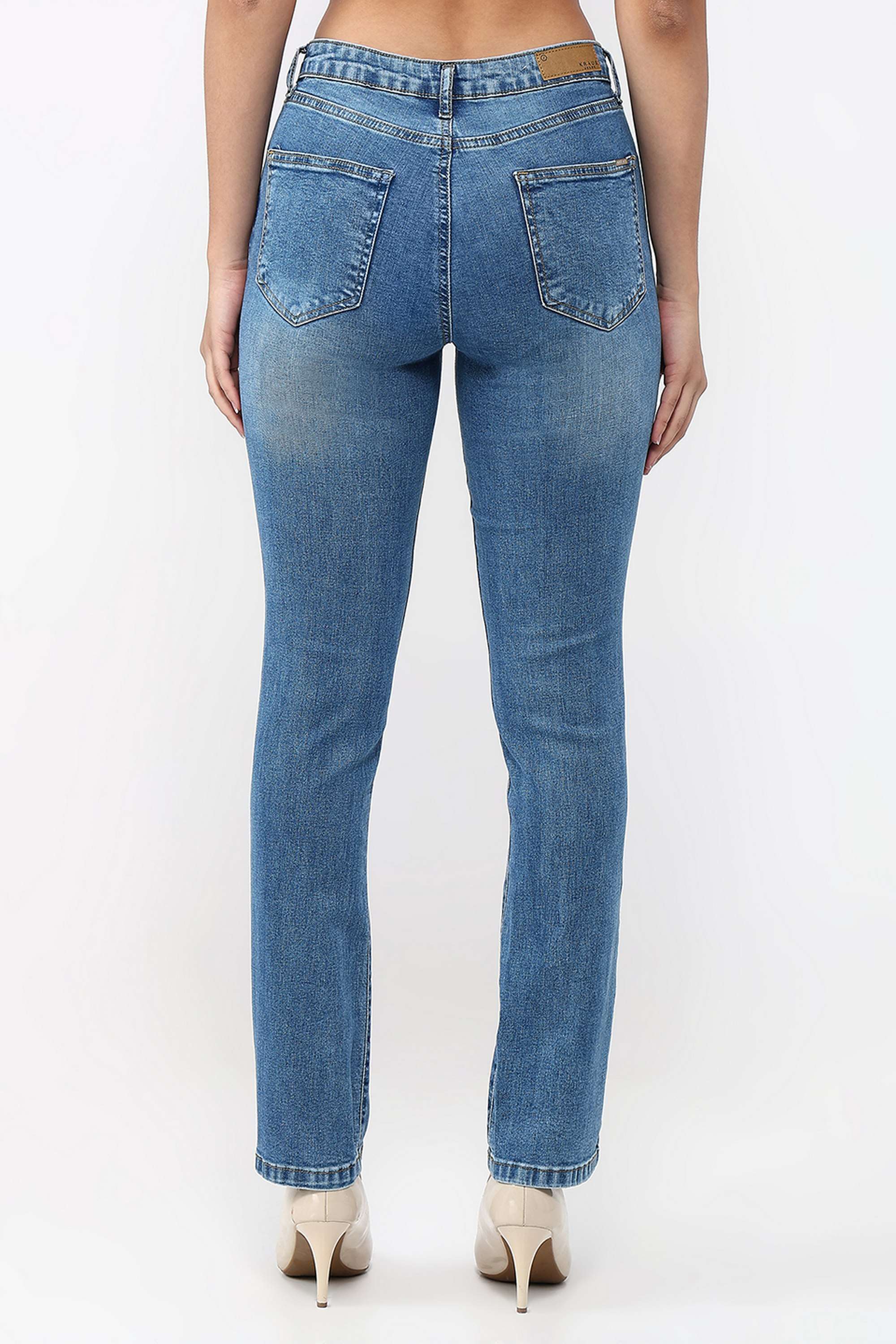 High-Rise-Blended-Fabric-Straight-Fit-Women-s-Jeans