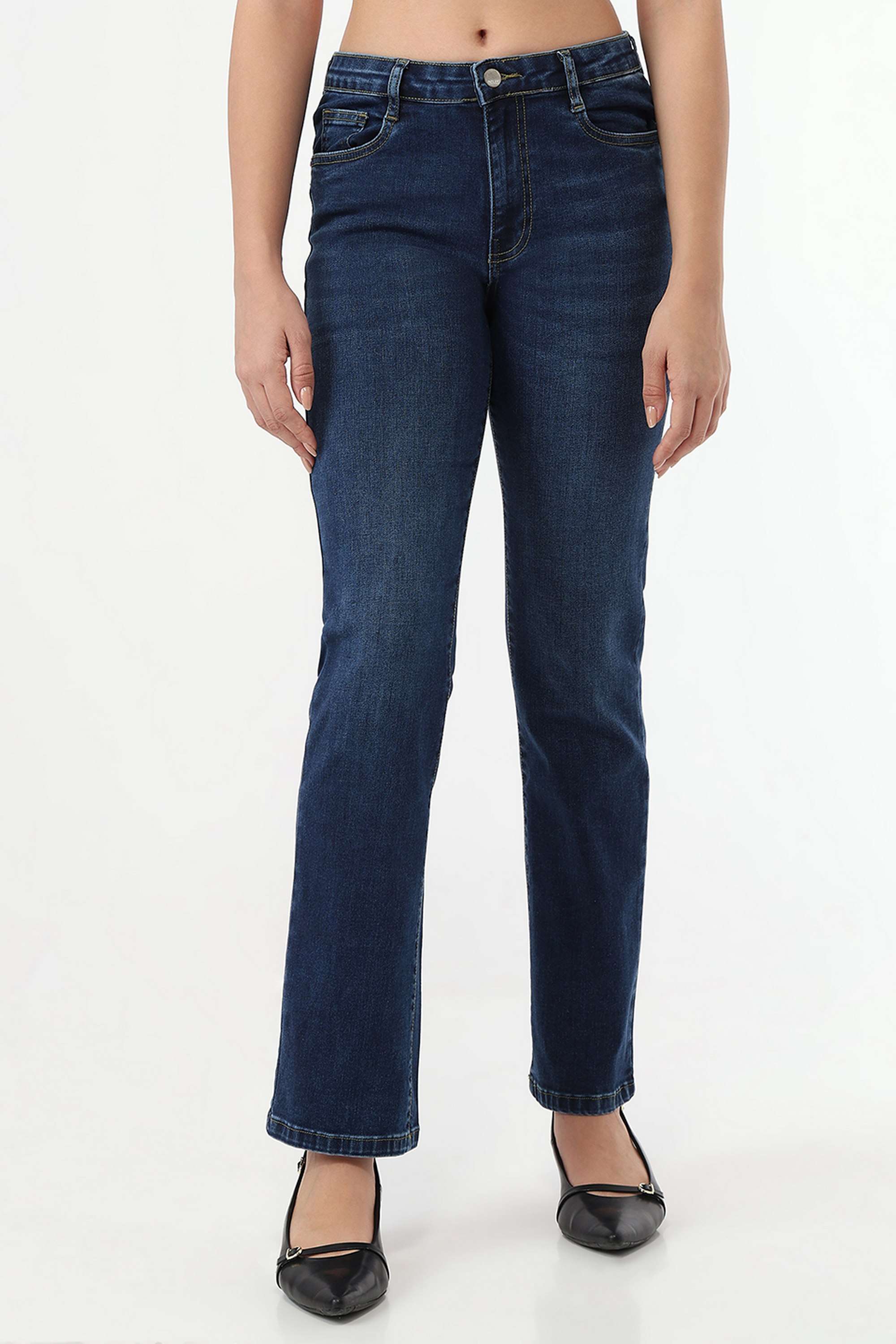 High-Rise-Blended-Fabric-Straight-Fit-Women-s-Jeans