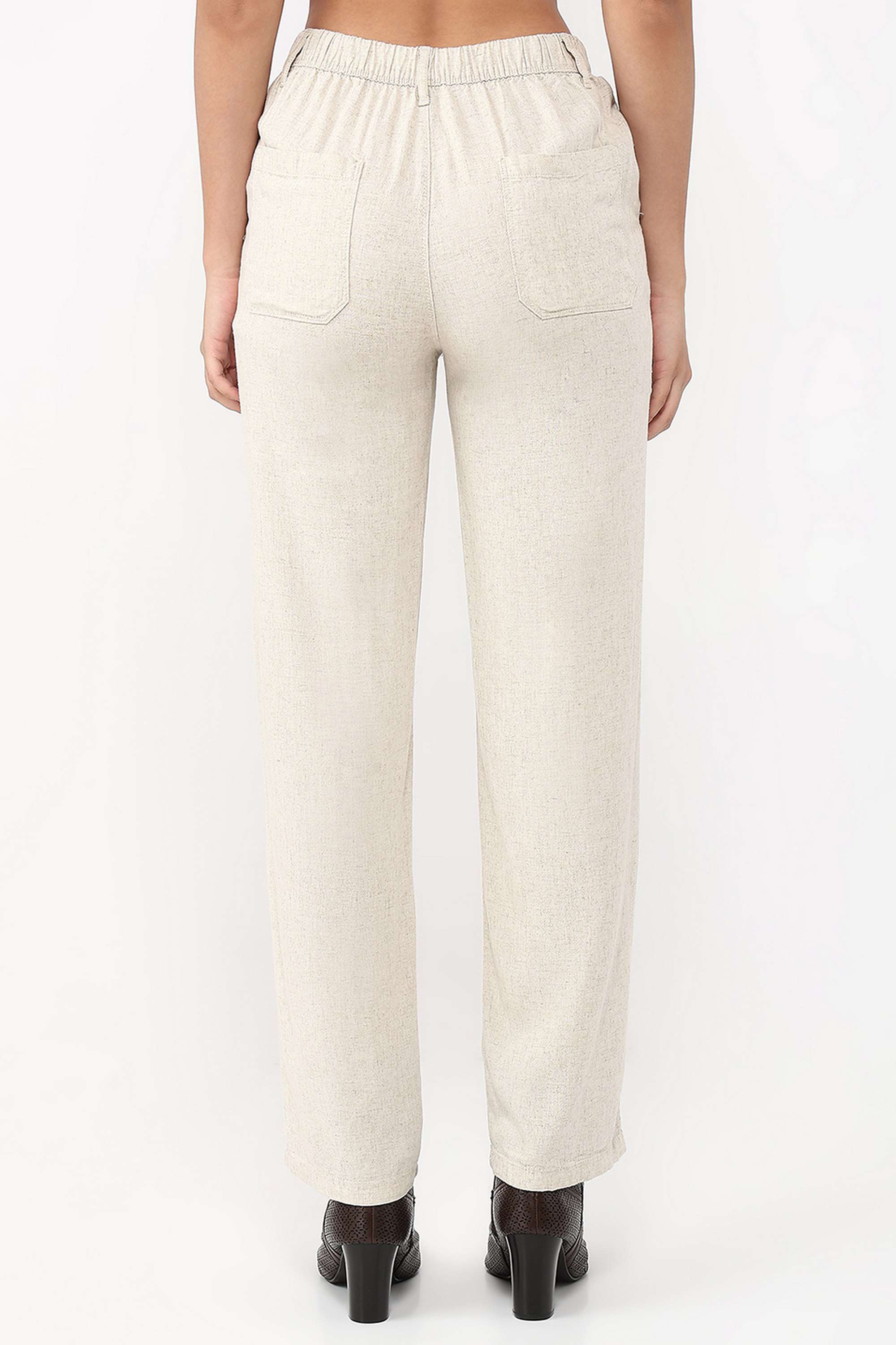 Solid-Straight-Fit-Blended-Fabric-Women-s-Casual-Wear-Trousers
