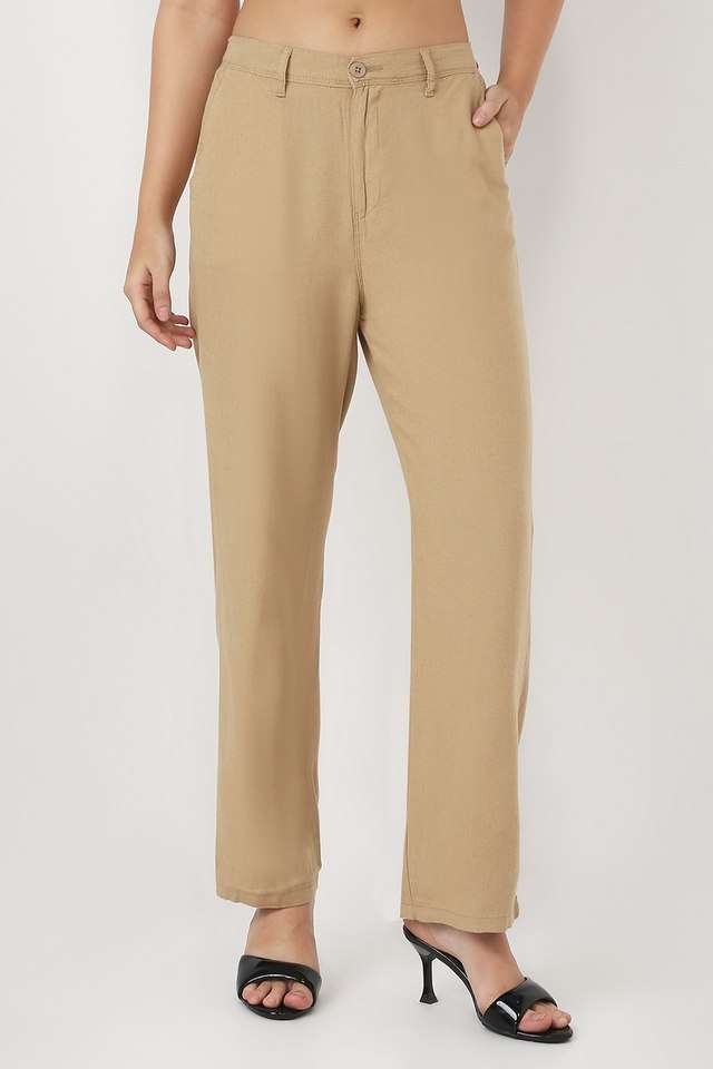 Solid-Viscose-Relaxed-Fit-Women-s-Trousers