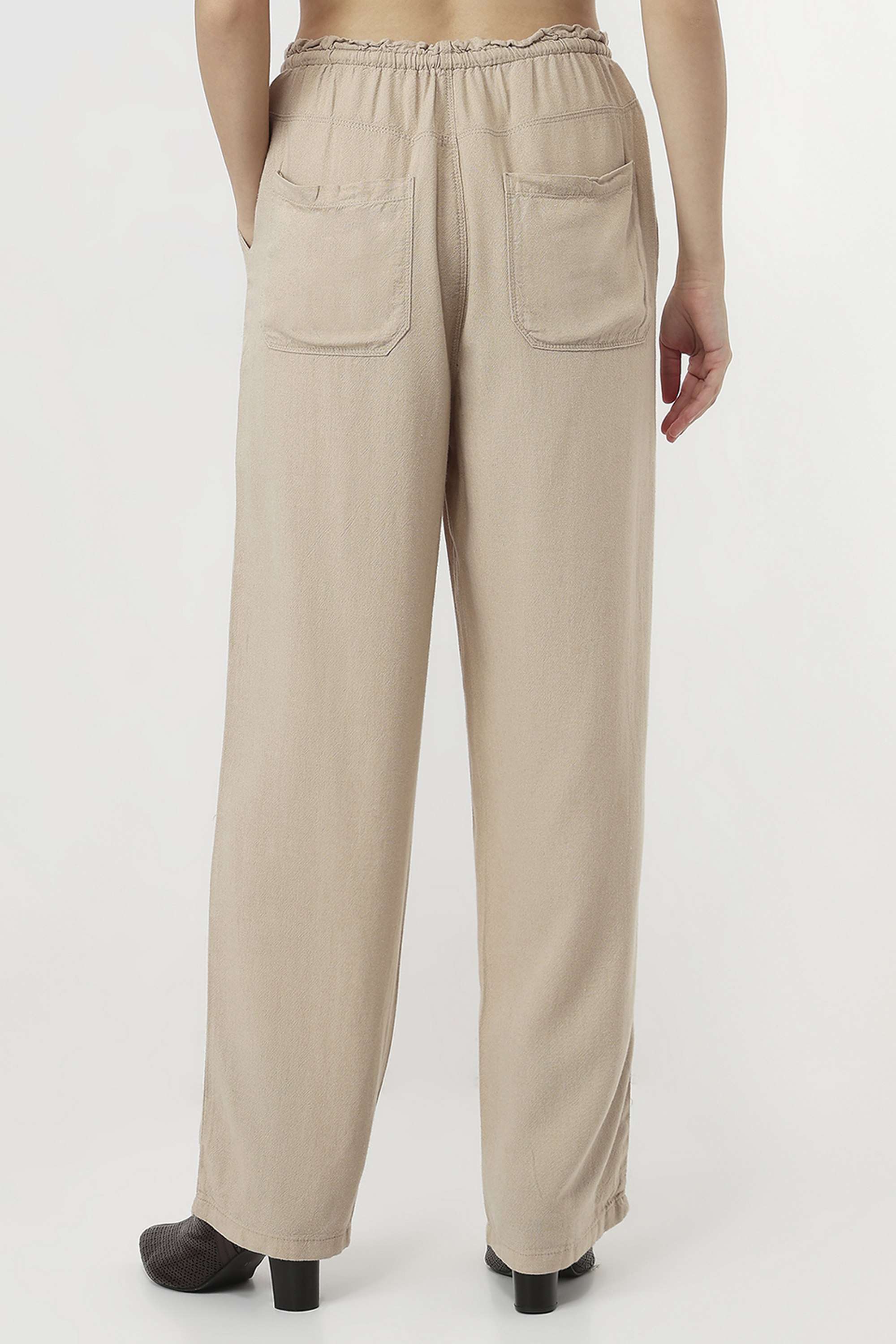 Solid-Relaxed-Fit-Blended-Fabric-Women-s-Casual-Wear-Trousers