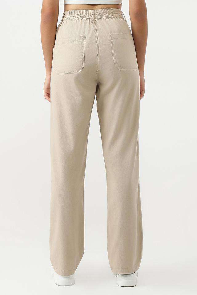 Solid-Blended-Fabric-Relaxed-Fit-Women-s-Trousers