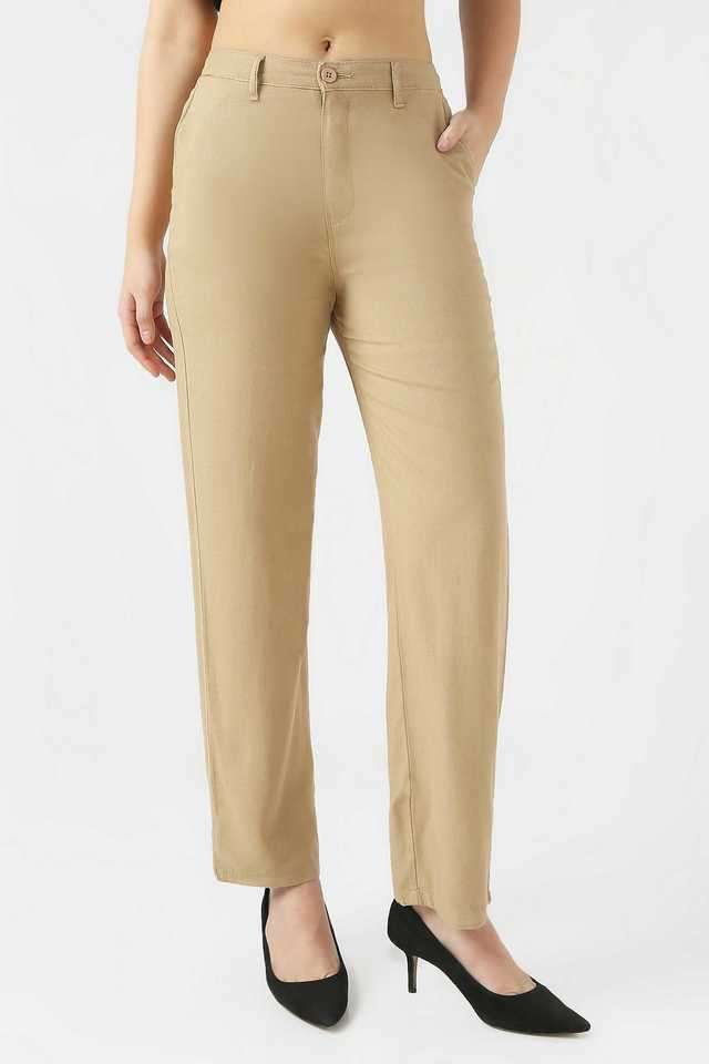 Solid-Relaxed-Fit-Viscose-Women-s-Casual-Wear-Trousers