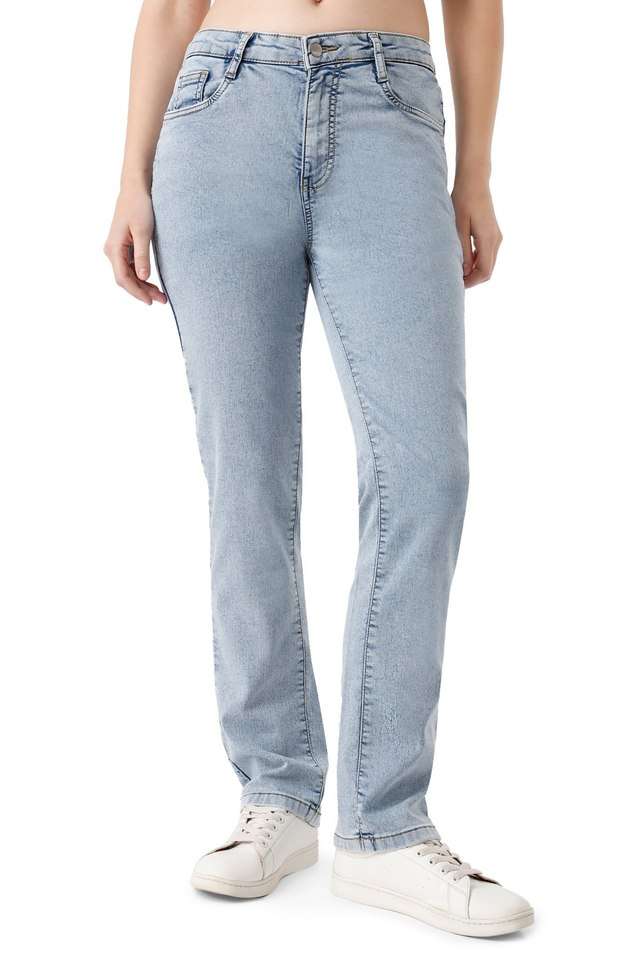 High-Rise-Blended-Fabric-Straight-Fit-Women-s-Jeans