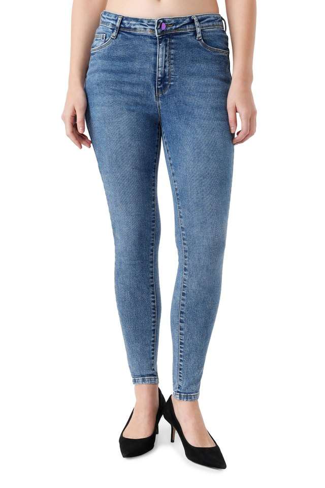 High-Rise-Blended-Fabric-Skinny-Fit-Women-s-Jeans