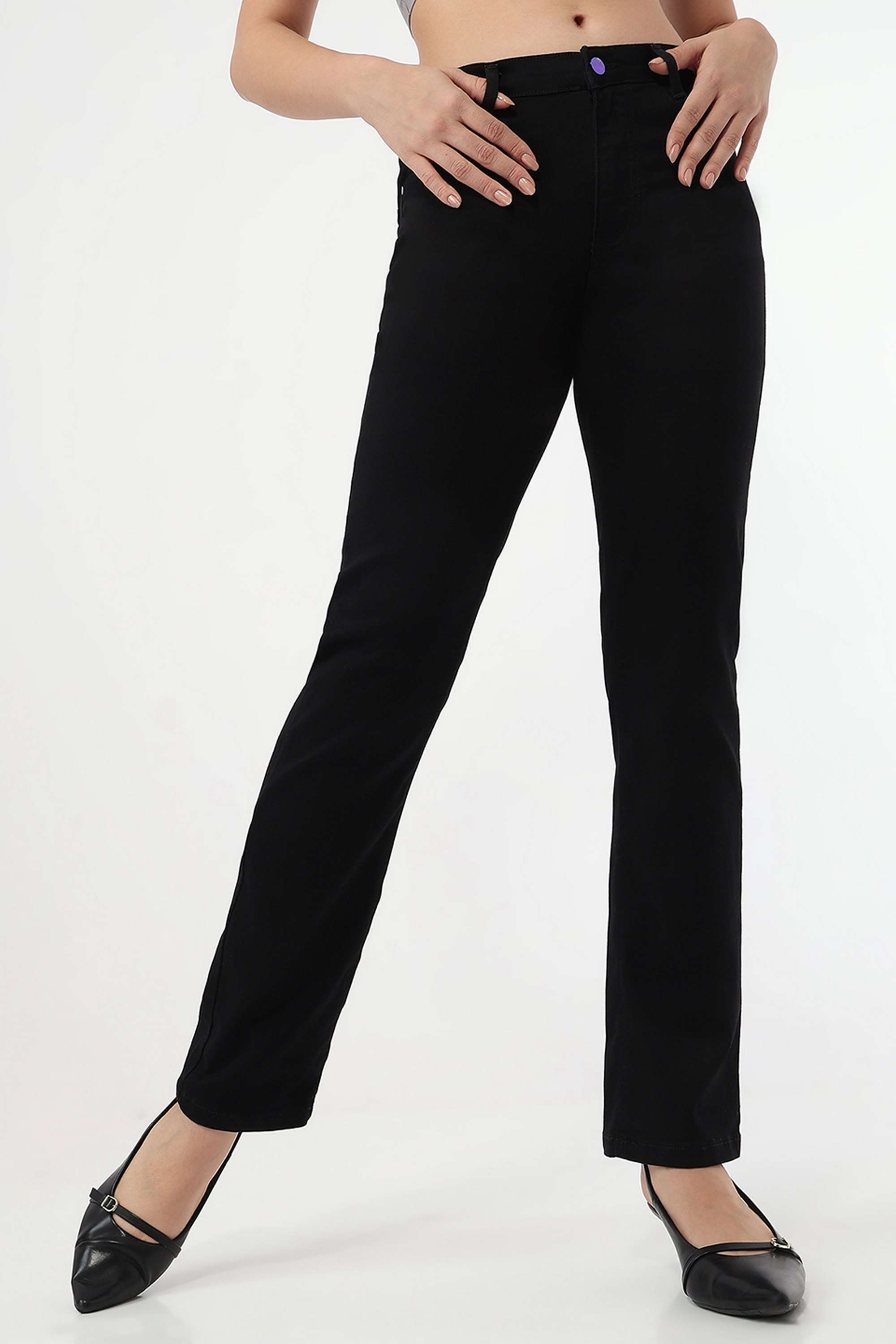 High-Rise-Blended-Fabric-Straight-Fit-Women-s-Jeans