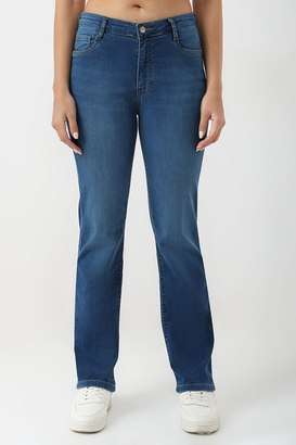 High-Rise-Blended-Fabric-Straight-Fit-Women-s-Jeans