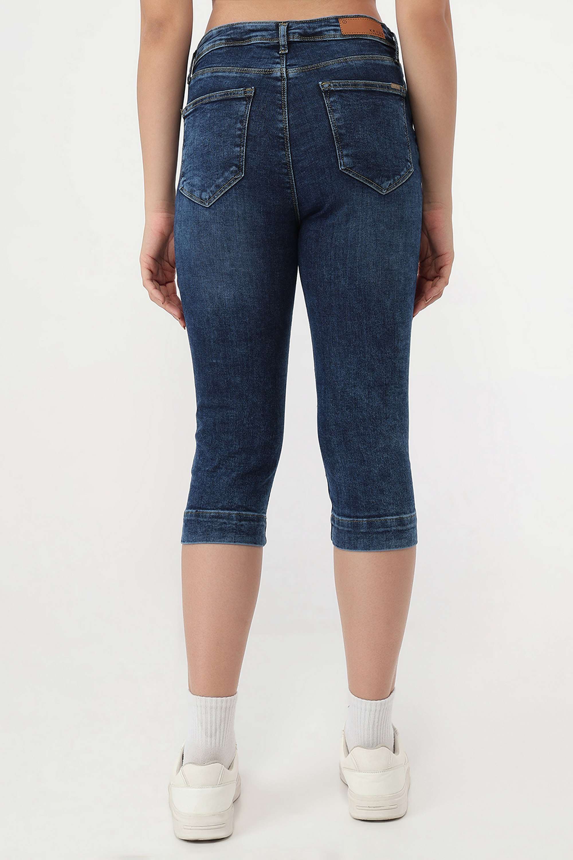 Solid-Slim-Fit-Blended-Fabric-Women-s-Casual-Wear-Capris