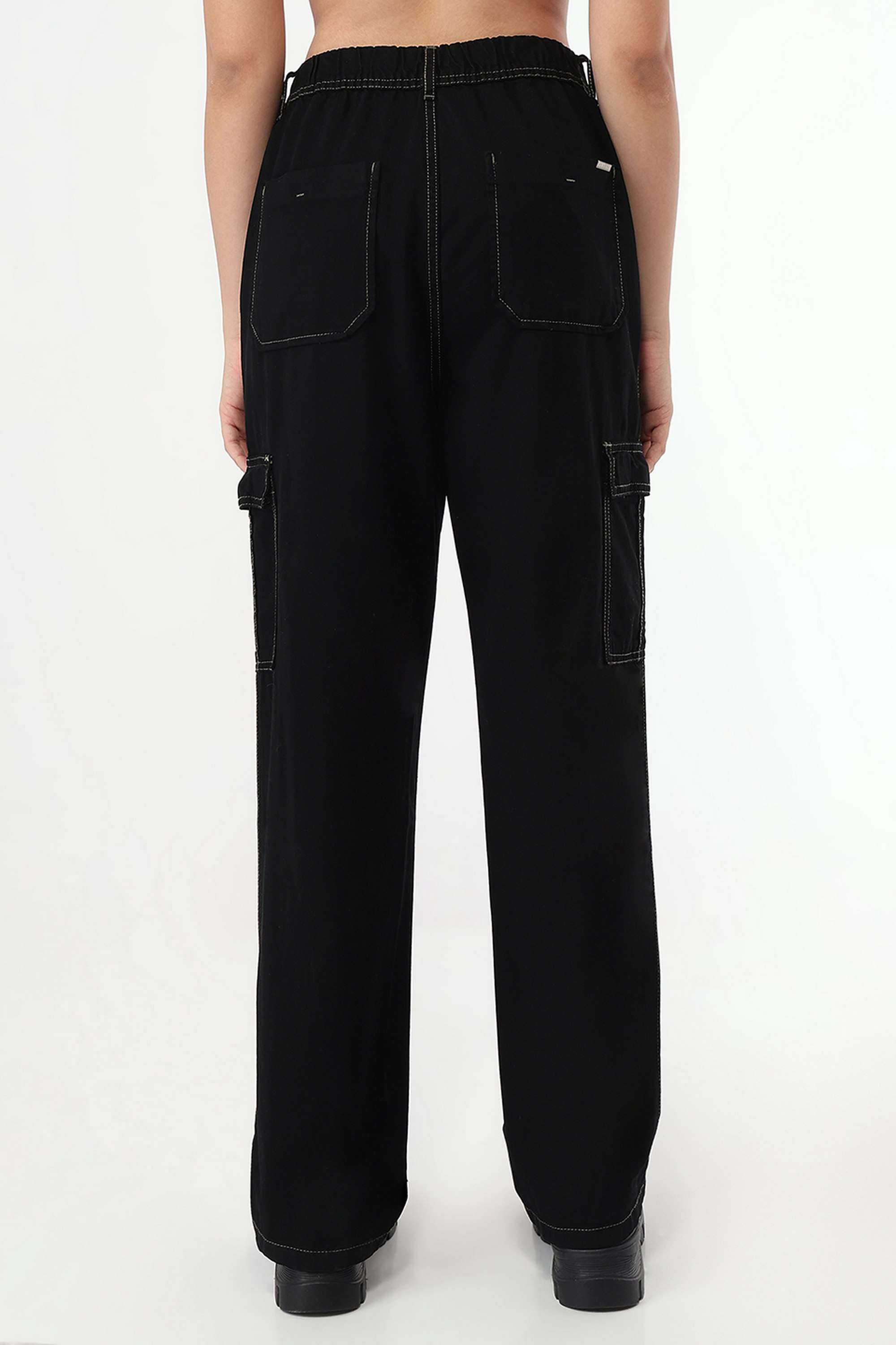 Solid-Relaxed-Fit-Blended-Fabric-Women-s-Casual-Wear-Trousers