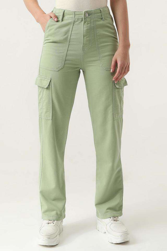 Solid-Blended-Fabric-Relaxed-Fit-Women-s-Trousers