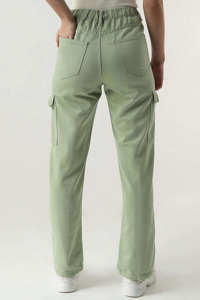 Solid-Blended-Fabric-Relaxed-Fit-Women-s-Trousers