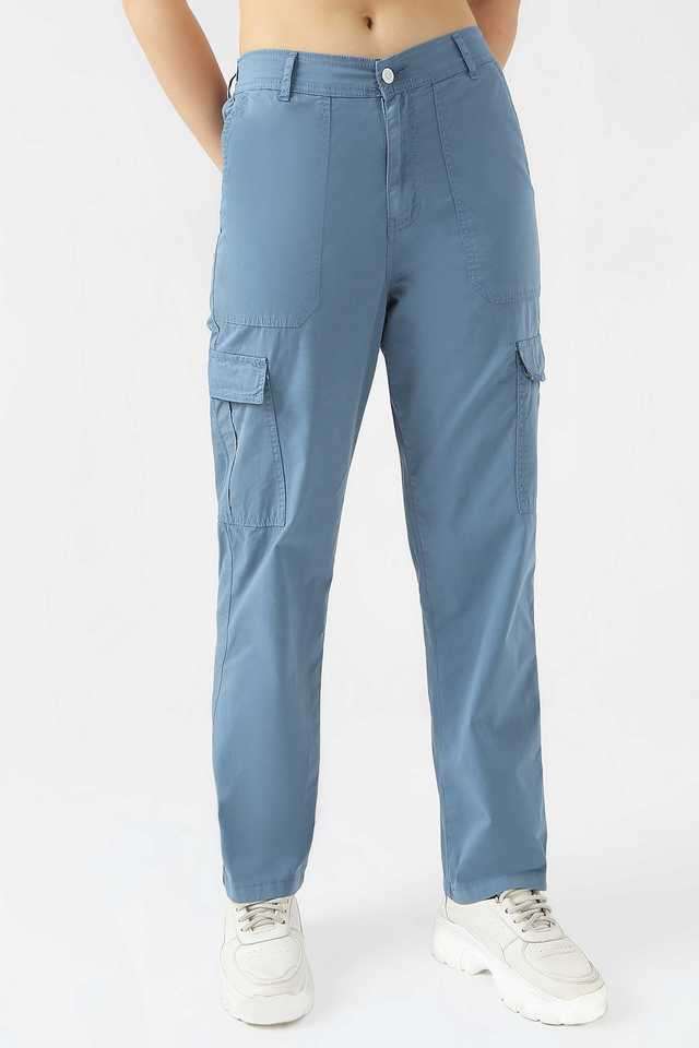 Solid-Relaxed-Fit-Blended-Fabric-Women-s-Casual-Wear-Trousers