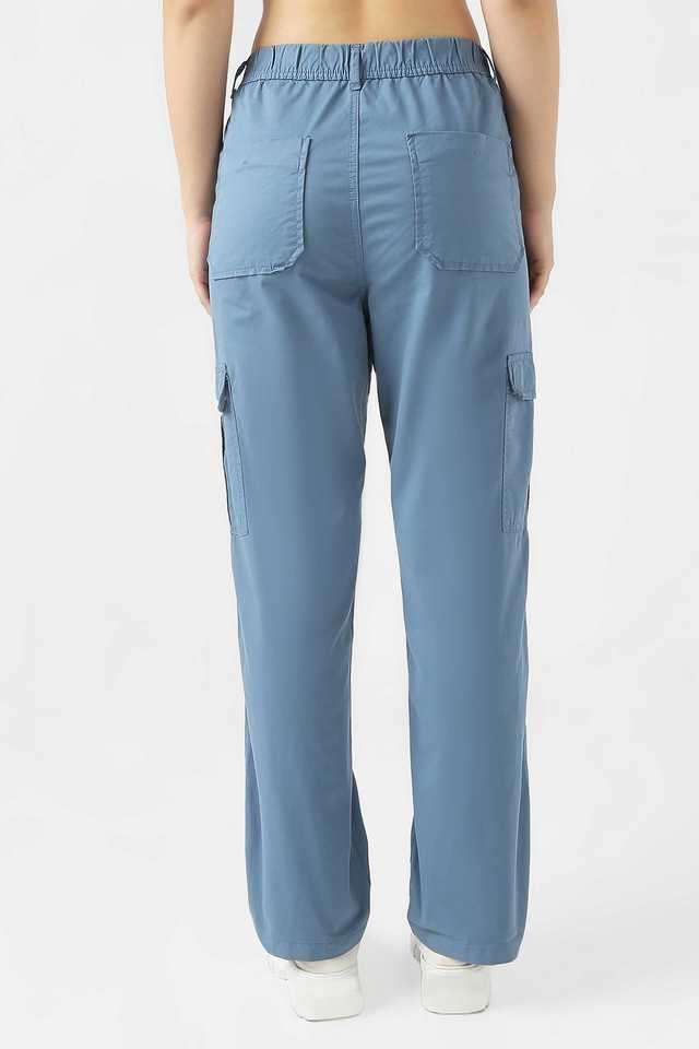 Solid-Relaxed-Fit-Blended-Fabric-Women-s-Casual-Wear-Trousers