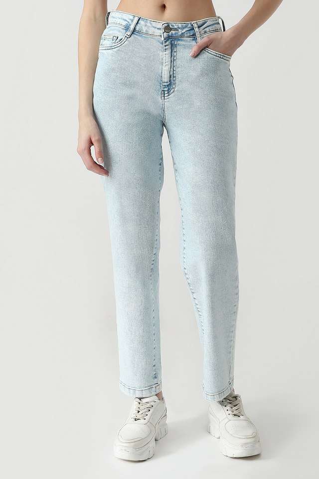 High-Rise-Blended-Fabric-Mom-Fit-Women-s-Jeans
