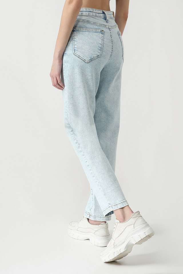 High-Rise-Blended-Fabric-Mom-Fit-Women-s-Jeans