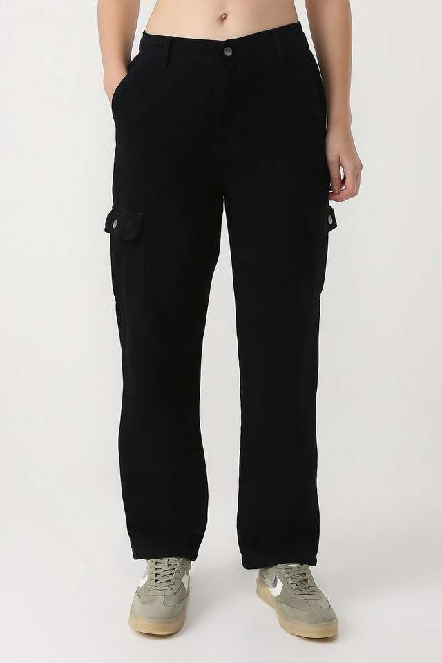 Solid-Cotton-Relaxed-Fit-Women-s-Trousers