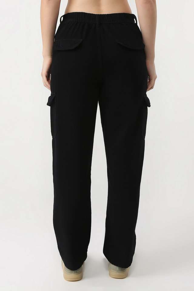 Solid-Cotton-Relaxed-Fit-Women-s-Trousers