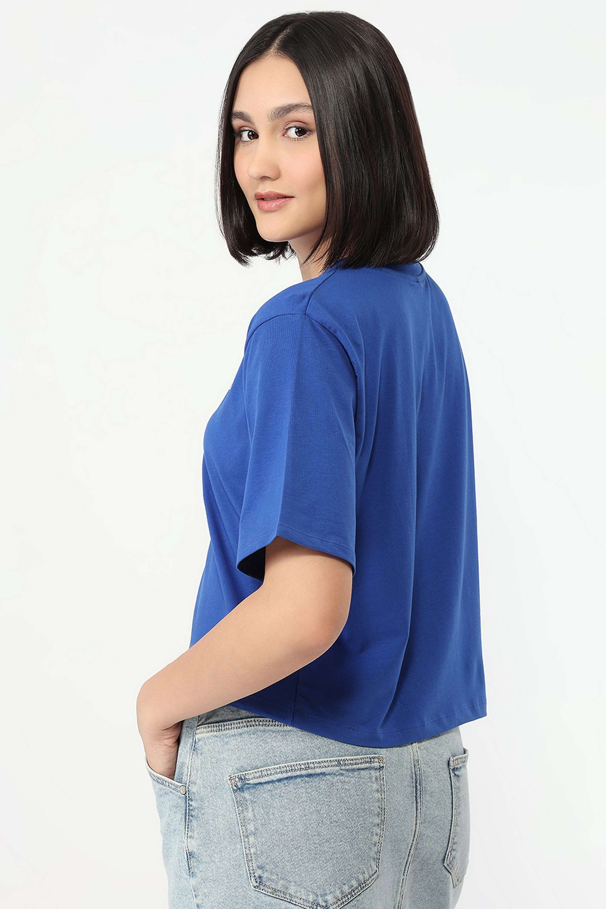 Printed-Blended-Fabric-Round-Neck-Women-s-T-Shirt