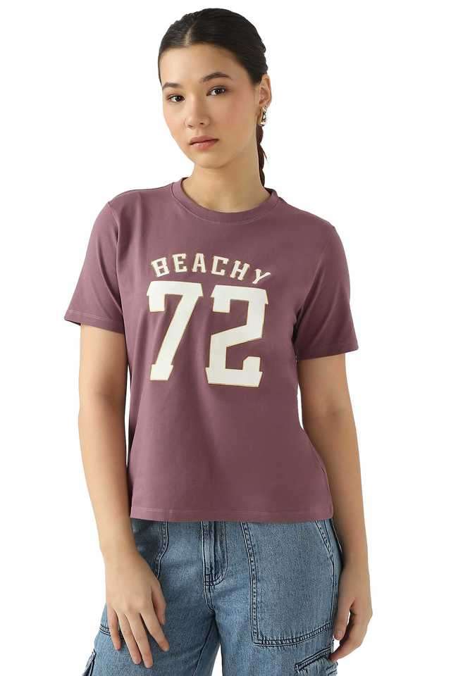 Graphic-Print-Blended-Fabric-Round-Neck-Women-s-T-Shirt